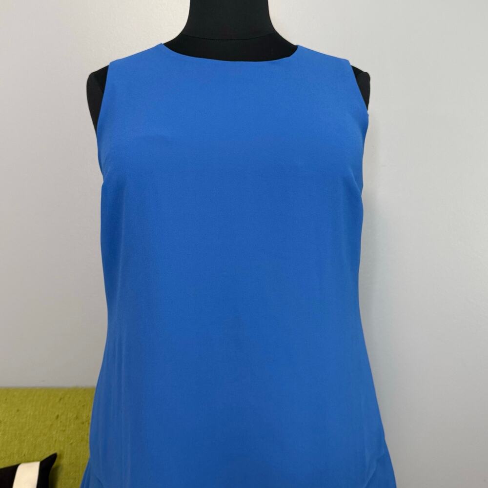 Ralph Lauren Blue Chiffon Tiered Sleeveless Cocktail Dress 16 - Picture 2 of 6
